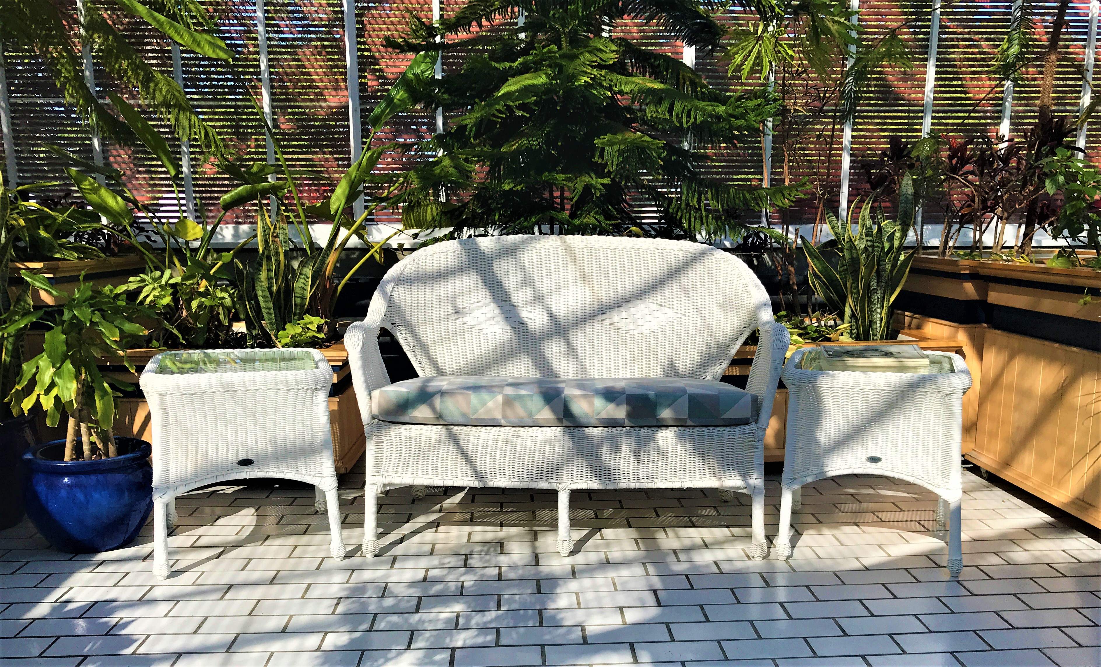 White wicker furniture in the Government House SK conservatory