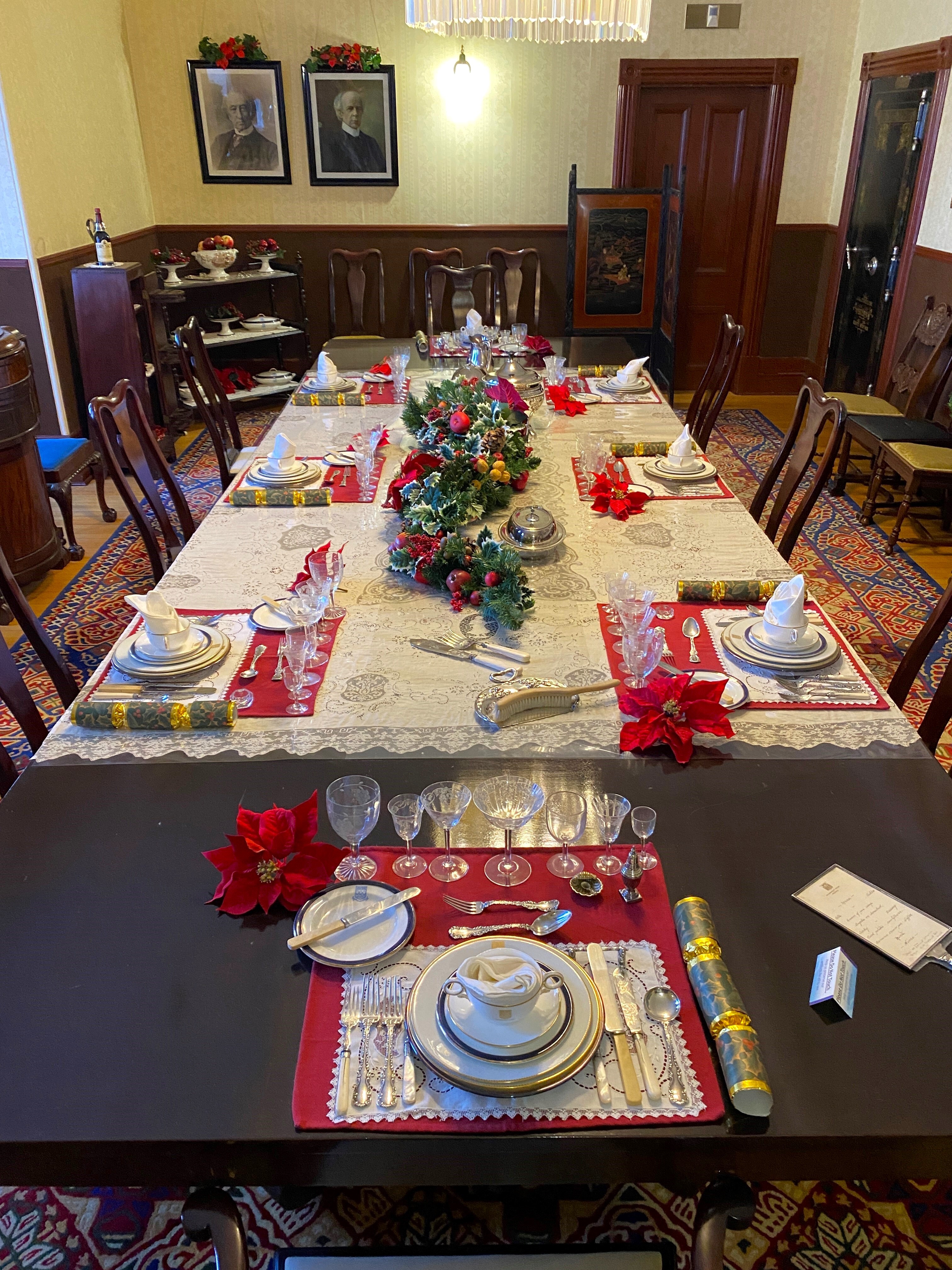 Dining room table set for a feast