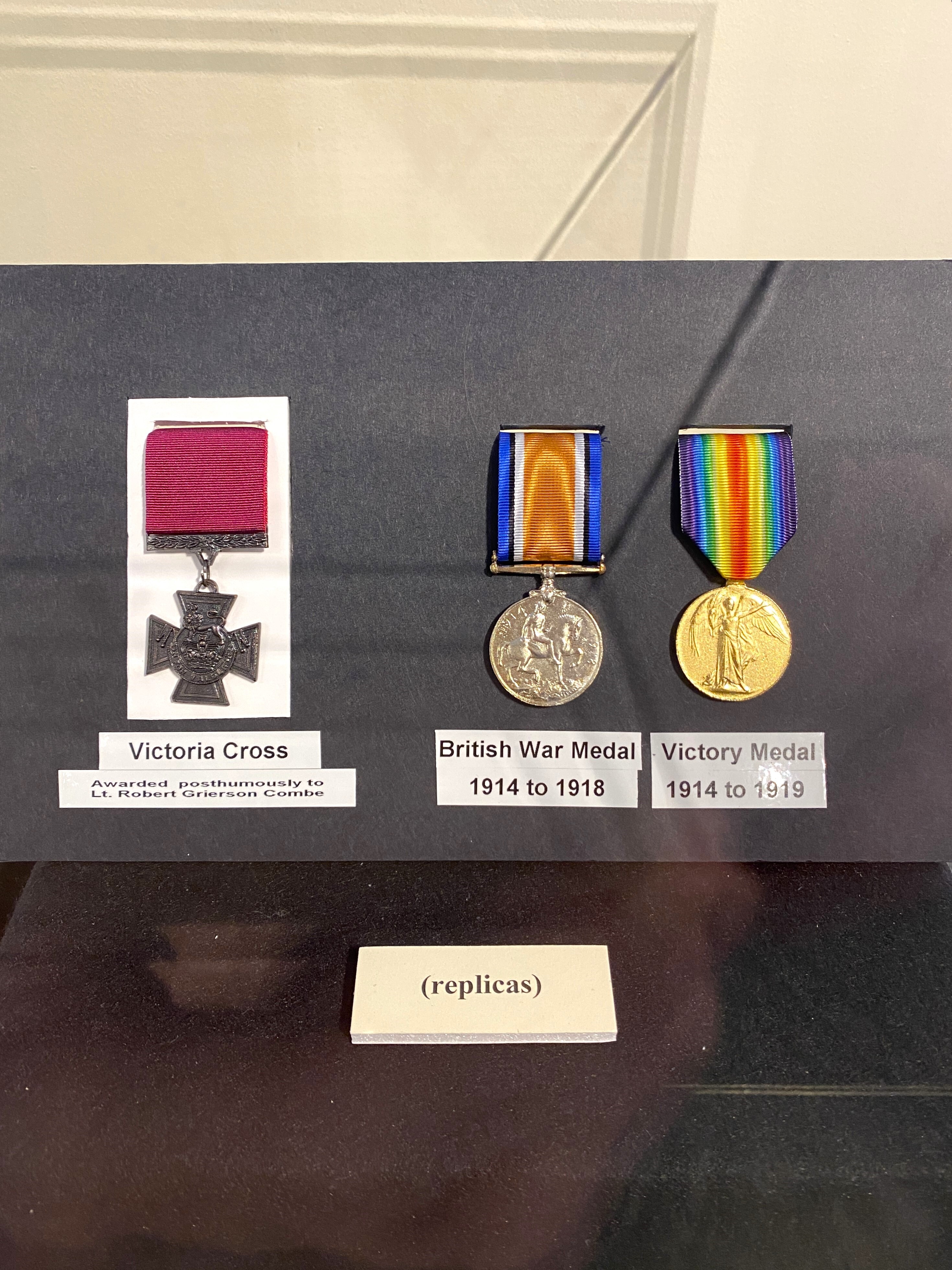 Replicas of the Victoria Cross, the British War Medal and the Victory Medal
