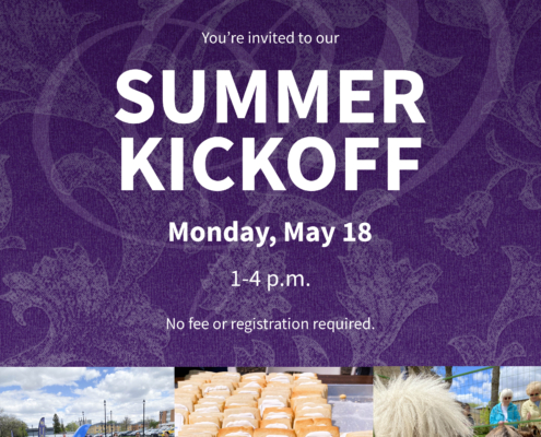 Promotional graphic for the Summer Kickoff at Government House, with imagery of a petting zoo, cookies and a car show.